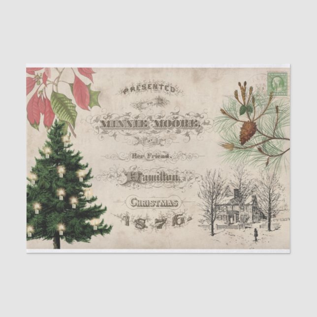 Papier Mousseline Ephémère botanique de Noël rustique (Recto)