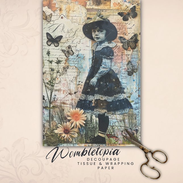 Papier Mousseline Ephémère de carte papillon de fille Explorer vinta (Créateur téléchargé)