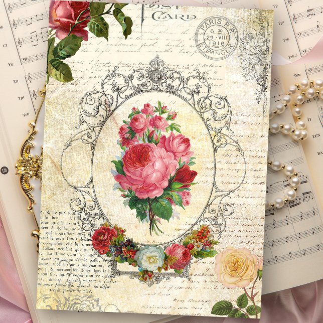 Papier Mousseline Ephémère de découpage Rose français antique (Créateur téléchargé)