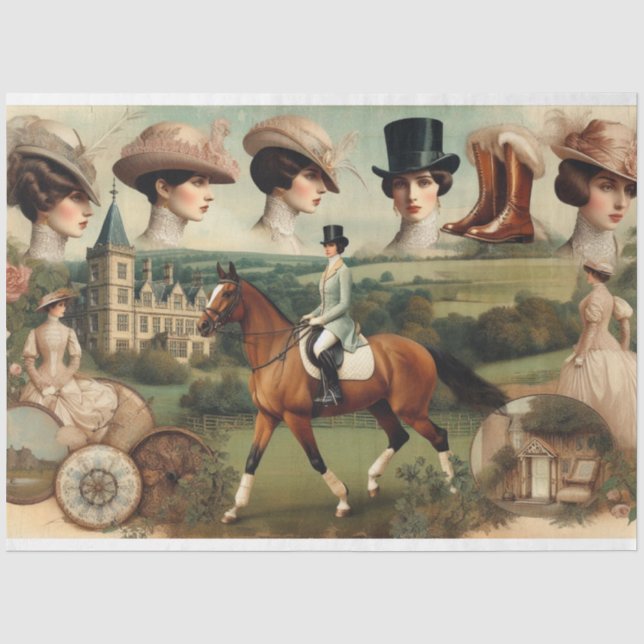 Papier Mousseline Éphémère Découpage équestre victorienne (Recto)