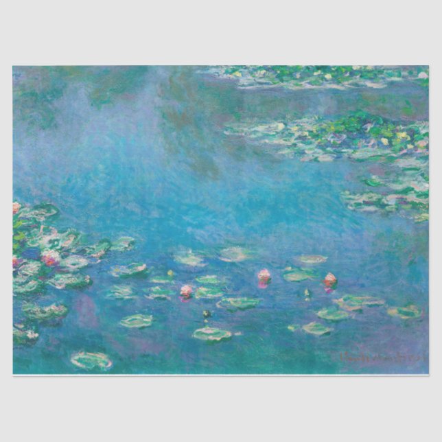 Papier Mousseline Ephémère Florale Découpage Monet Water Lys (Recto)