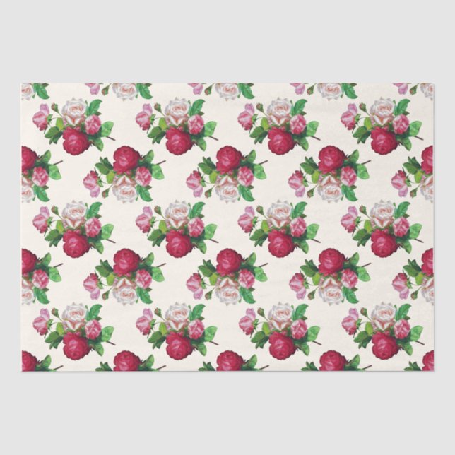 Papier Mousseline Ephémère florale Découpage Rose Motif de crème (Recto)