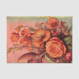 Papier Mousseline Ephémère florale orange