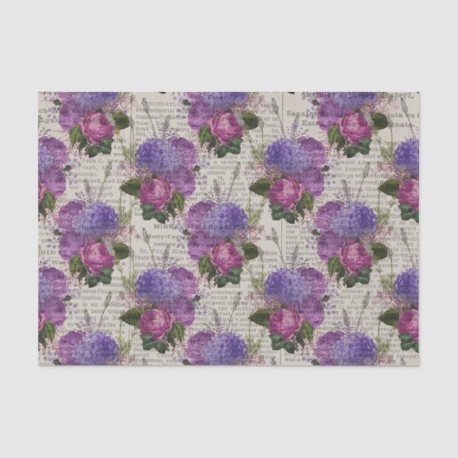 Papier Mousseline Ephémère florale pourpre (Recto)