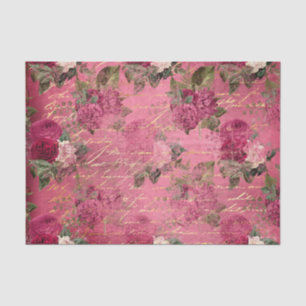 Papier Mousseline Éphémère florale rose vif