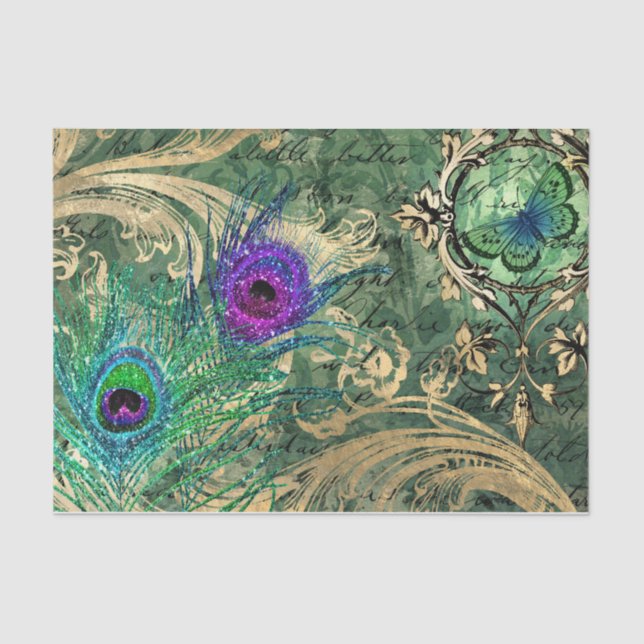 Papier Mousseline Ephémère Peacock Feathers (Recto)