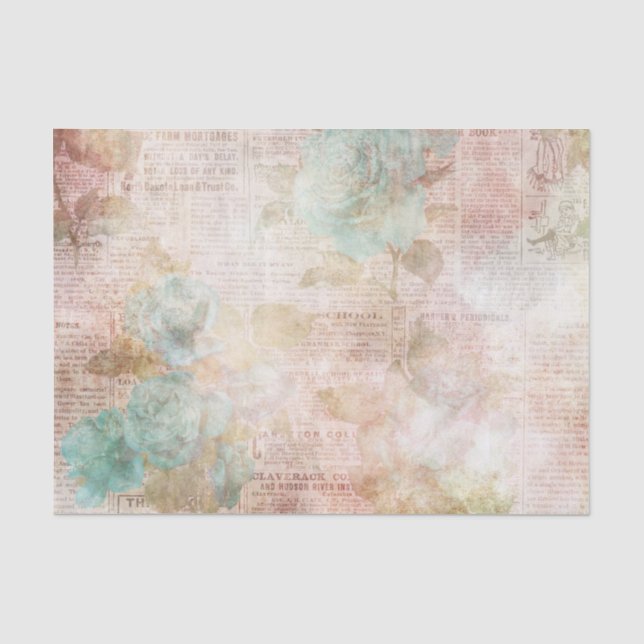 Papier Mousseline Ephémère rose et Turquoise (Recto)