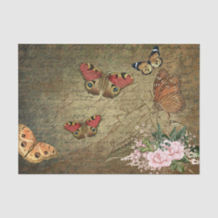 Papier Mousseline Ephémère Vintage de dévoilement de papillon de fle