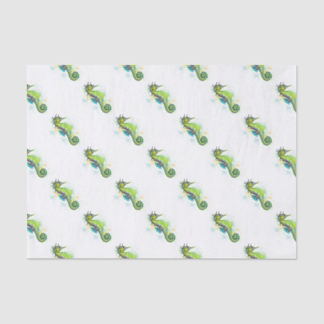 Papier Mousseline Épingle jaune vert de l'hippocampe (Recto)