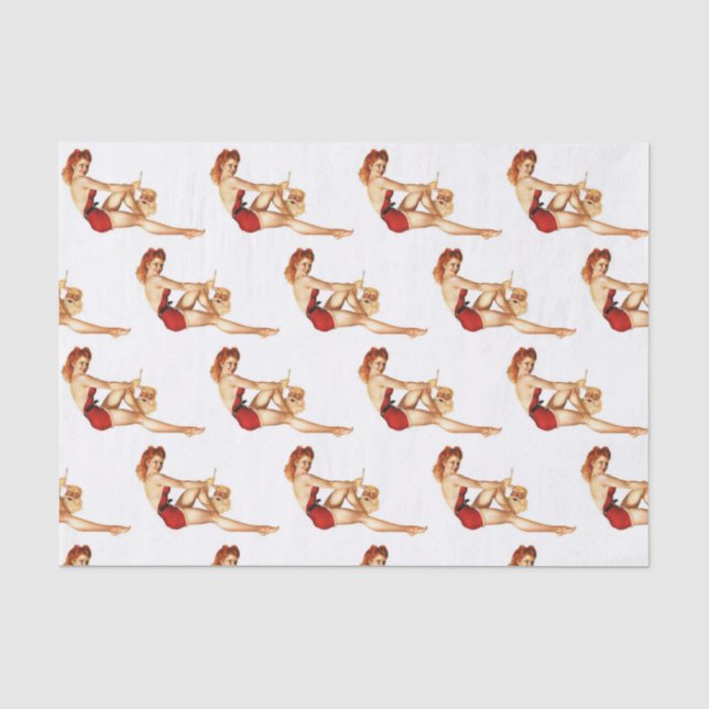 Papier Mousseline Épingler la fille avec le masque Père Noël (Recto)