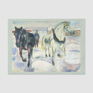 Papier Mousseline Équipe de chevaux en neige par Edvard Munch