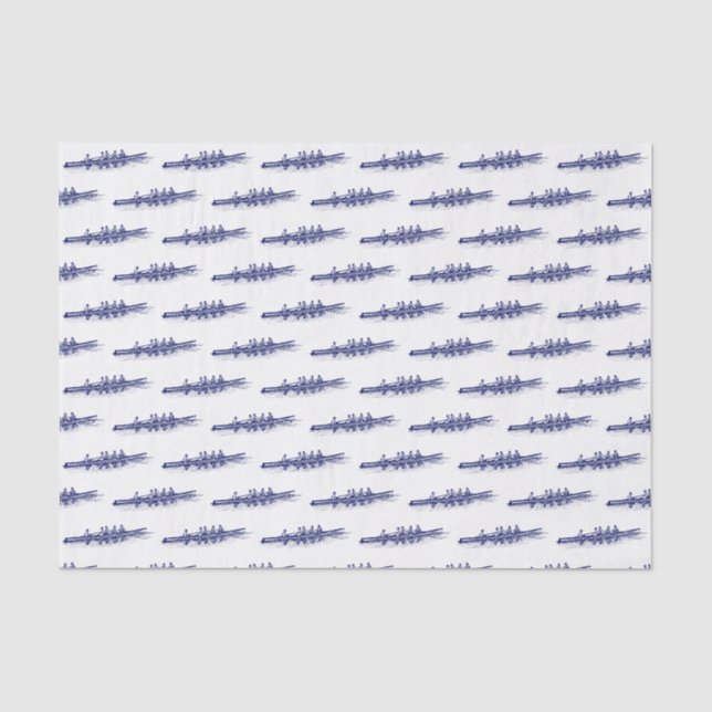 Papier Mousseline Équipe de sports nautiques Blue Rowing Rowers (Recto)