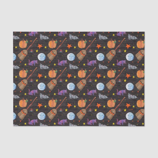 Papier Mousseline Eric Carle | Caterpillar Black Halloween Motif (Recto)