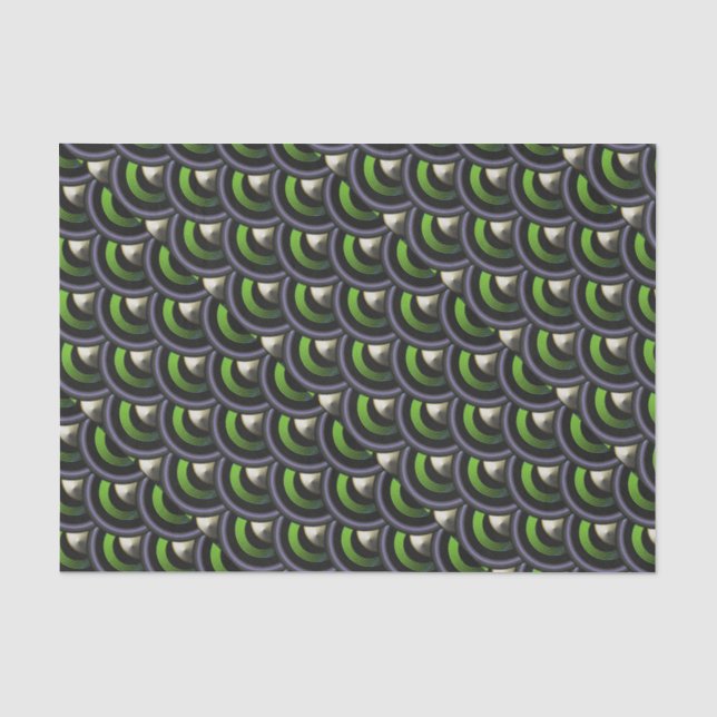 Papier Mousseline Éscaliers de paon de sirène verte (Recto)