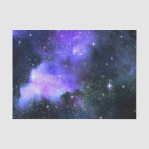 Papier Mousseline Espace galaxie étoiles aquarelle violet 
