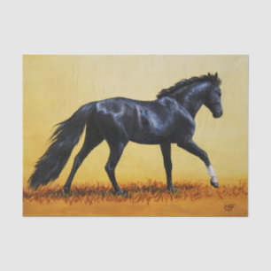 Papier Mousseline Étalon noir du cheval de course