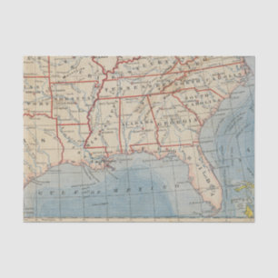 Papier Mousseline États-Unis du Sud-est 1888 de carte