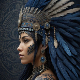 Papier Mousseline Ethereal Native girl with headdress