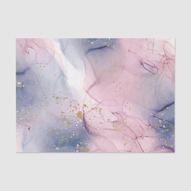 Papier Mousseline Ethereal Periwinkle Rose & Gold Inky Imaginaire Pa (Recto)