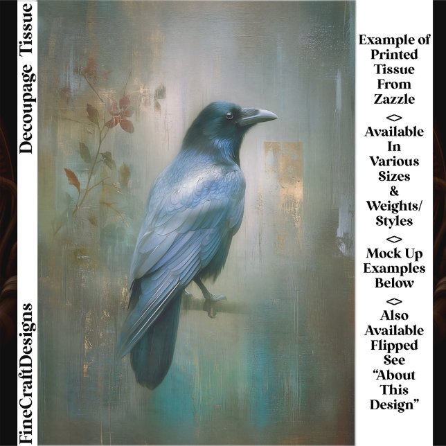 Papier Mousseline Ethereal Raven, Textured Background EQ8R Decoupage (Créateur téléchargé)