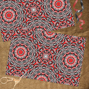 Papier Mousseline Ethnic Folk Bohemian Red Black and White Motif