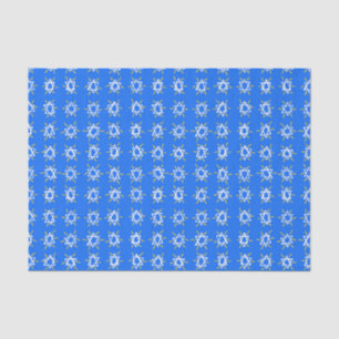 Papier Mousseline Étoile de David Hanoukka Motif Bleu Blanc