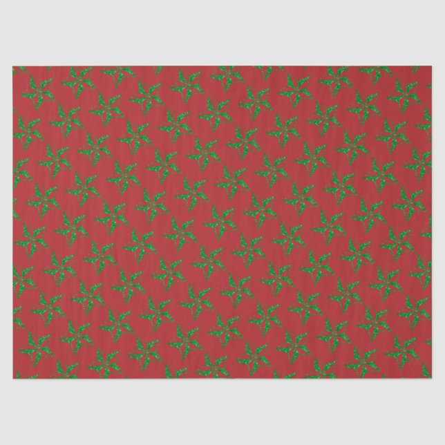 Papier Mousseline Étoile de Noël de la Parties scintillant verte (Recto)