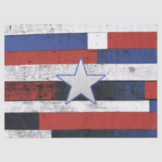 Papier Mousseline Étoile patriotique sur planches en bois