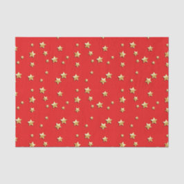 Papier Mousseline Étoiles brillantes d'or sur un Arrière - plan roug
