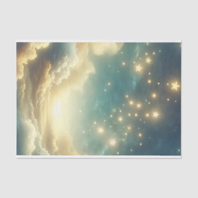 Papier Mousseline Étoiles célestes brillantes étoile ciel d'annivers (Recto)