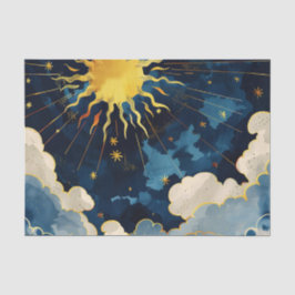 Papier Mousseline Étoiles célestes et nuages bleus modernes