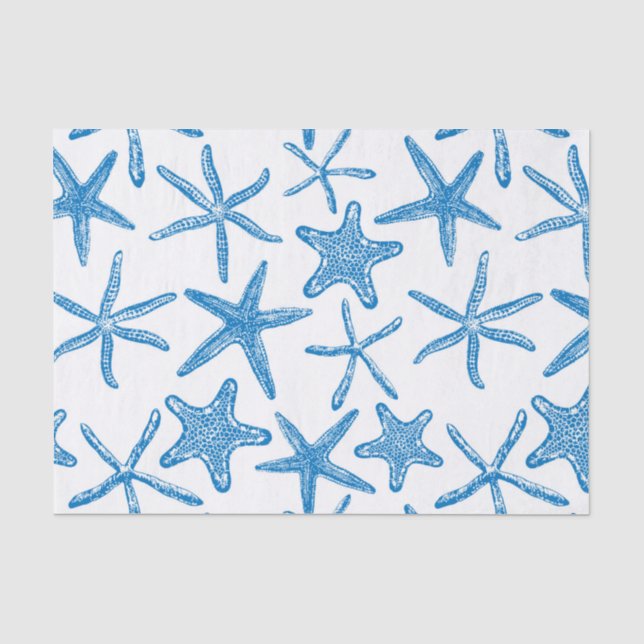 Papier Mousseline étoiles de mer en bleu (Recto)