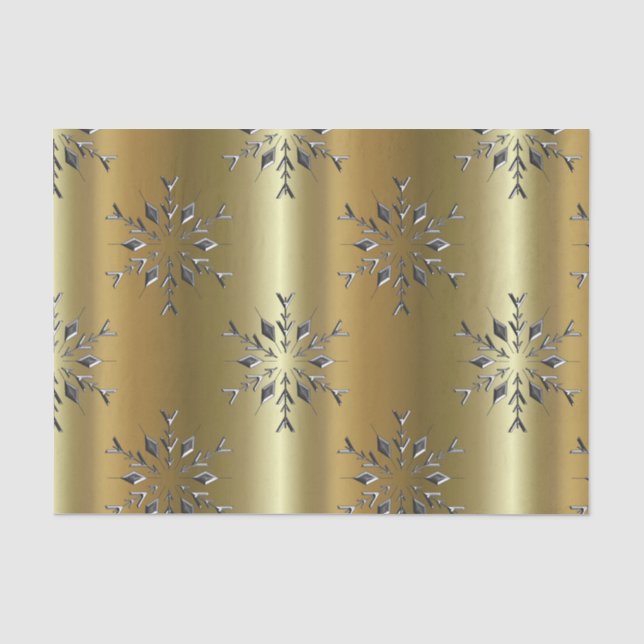 Papier Mousseline Étoiles de Noël en argent sur or (Recto)