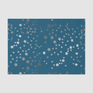 Papier Mousseline Étoiles dispersées sur le bleu