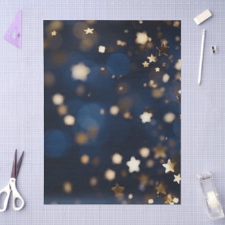 Papier Mousseline Étoiles Dorées Brillent