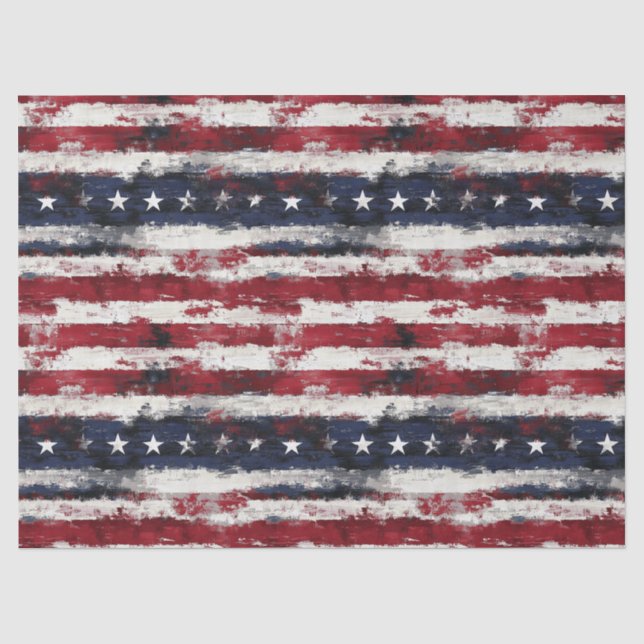 Papier Mousseline Étoiles et bandes rustiques Americana - 10 livres, (Recto)