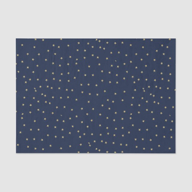 Papier Mousseline Étoiles Marine Et Or (Recto)