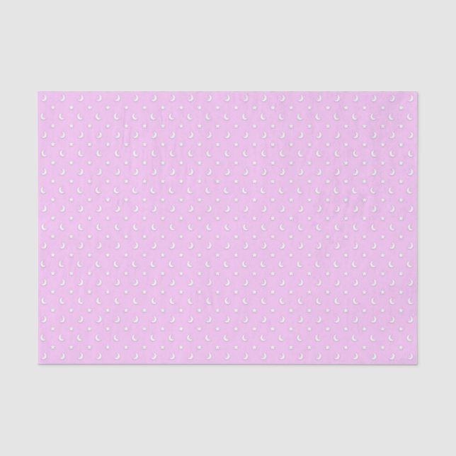 Papier Mousseline Étoiles minuscules et lunes sur rose violet clair (Recto)