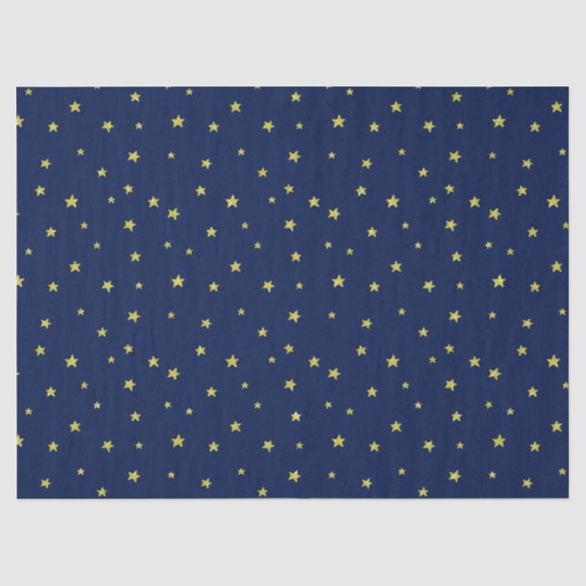 Papier Mousseline Étoiles Motif Midnight Blue (Recto)