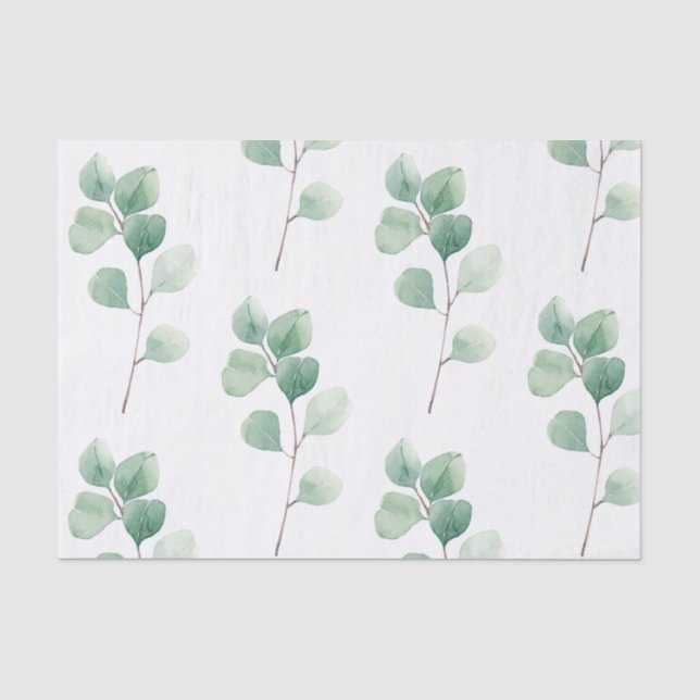 Papier Mousseline Eucalyptus Motif vert (Recto)