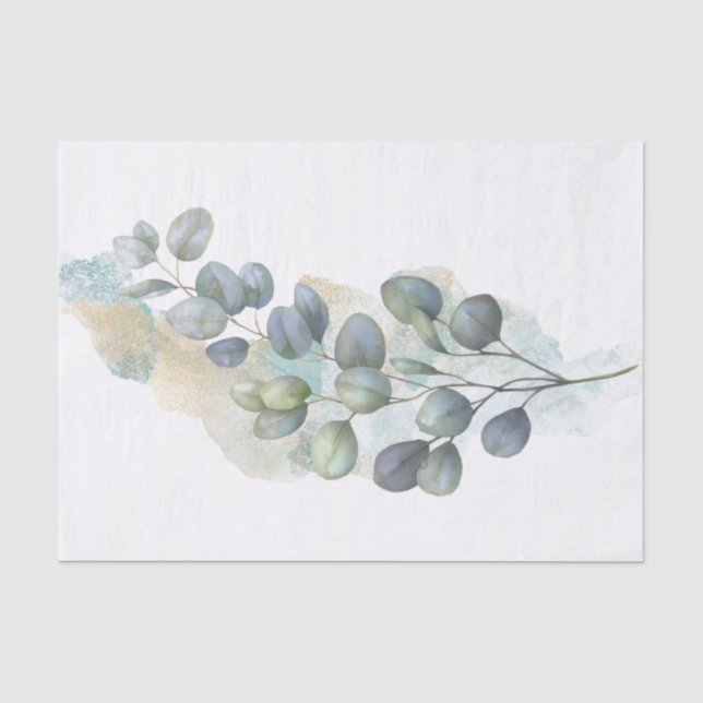 Papier Mousseline Eucalyptus Vert feuillage Aquarelle (Recto)