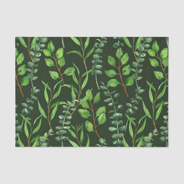 Papier Mousseline Eucalyptus vert foncé (Recto)