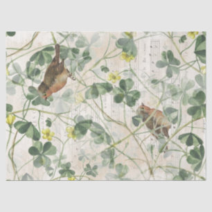 Papier Mousseline European Robin Bird Flowers French Music Decoupage