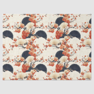 Papier Mousseline Éventail motif fleur de cerisier japonais (6)