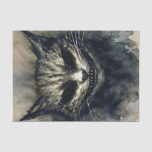 Papier Mousseline Evil Chat souriant Aquarelle Artwork