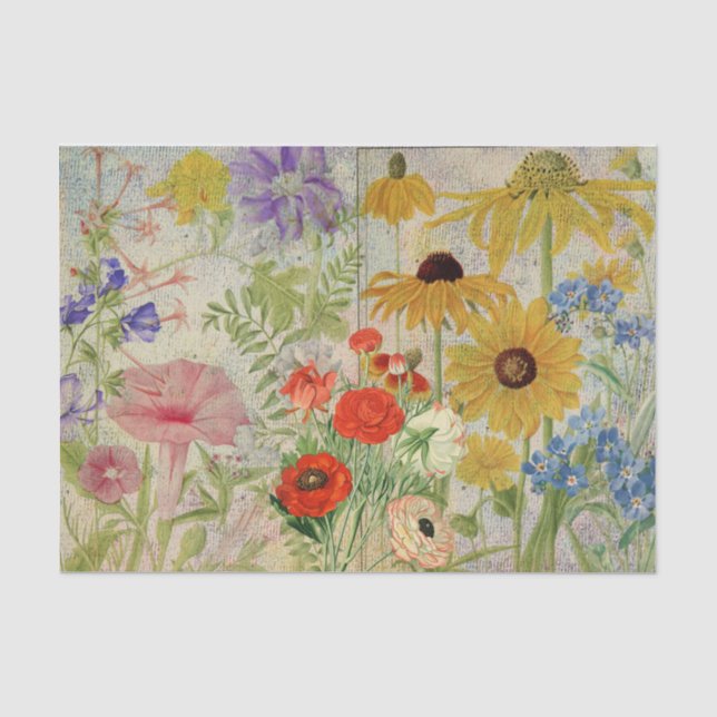 Papier Mousseline Explosion de Fleurs sauvages colorés (Recto)