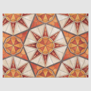 Papier Mousseline Explosion d'étoiles rouge et orange - Mosaïque géo