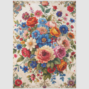 Papier Mousseline Extra Grande Florale Baroque colorée Découpage