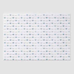 Papier Mousseline Eyelashes oculaires bleus argenté Nazar Mati Motif