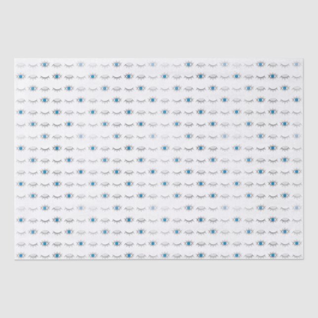 Papier Mousseline Eyelashes oculaires bleus argenté Nazar Mati Motif (Recto)